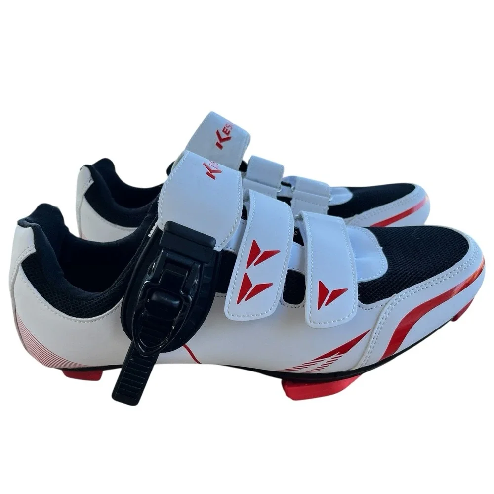 Kescoo Cycling Shoes Clip In White Red NWOB Men's 7-7.5 Women's 8-8.5 Road